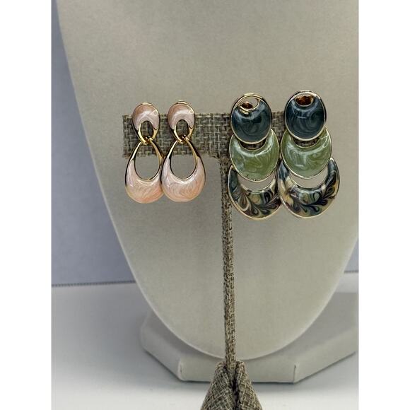 Vintage unsigned enamel earring LOT - Picture 1 of 2